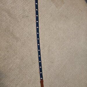 Leather Man Ltd Men's fabric & leather belt w/ sailboat motif